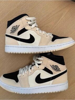 Nike Air Jordan 1 Mid Barely Orange OG Cream and Black Sneakers
